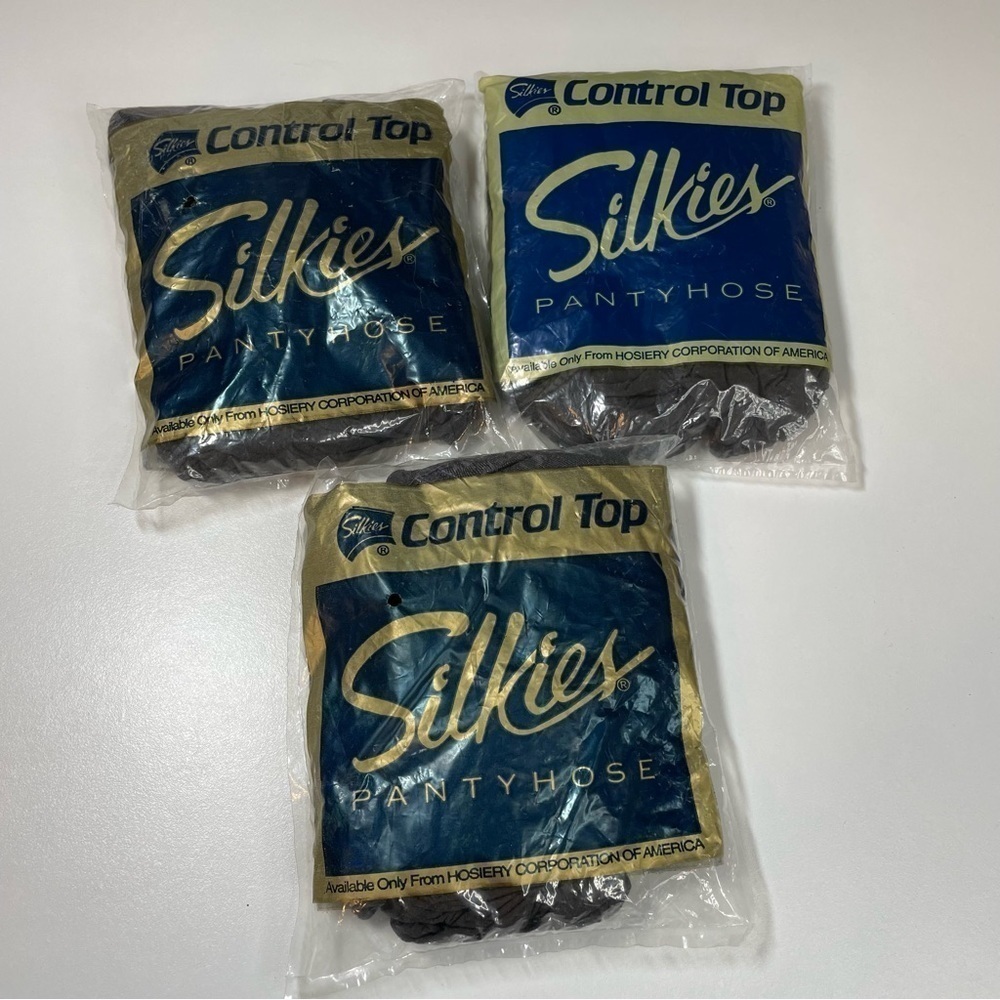 Silkies Nylons Bundle Control Top Support Legs #132 Off Black sz Large Neutral